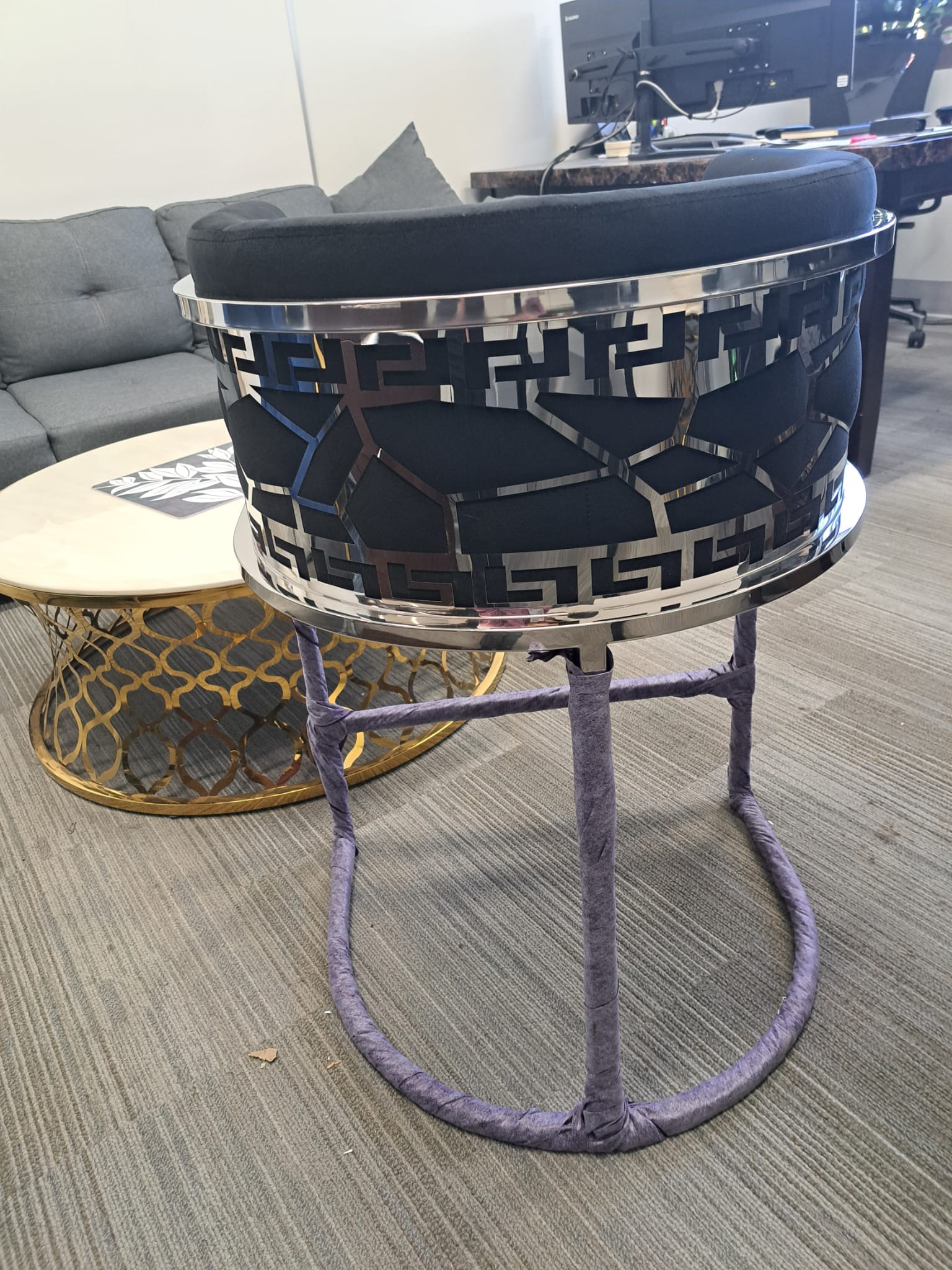 DAVID BLACK/SILVER BAR STOOL